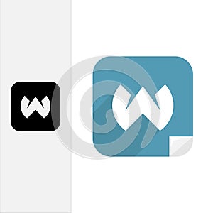 letter W icon design template sign. solid color style.