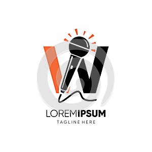 Letter W Initial Microphone Logo Design Vector Icon Graphic Emblem Illustration