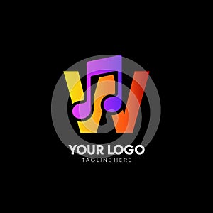 Letter W Initial Music Logo Design Vector Icon Graphic Emblem Illustration