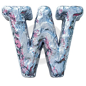 Letter W Liquid font gel alphabet capital character isolated on white transparent