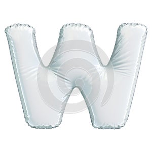 Letter W made of white balloon. 3d rendering isolated on white background
