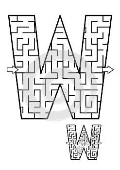 Letter W maze game for kids photo