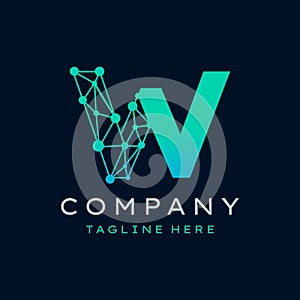 Letter W Molecule Logo, Bio tech Connect Dots Science Technology Logo Design Vector