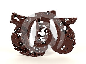 Letter W shaped liquid viscous chocolate