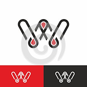 Letter W vector logo template black red