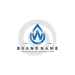 Letter W Water Drop Logo design vector