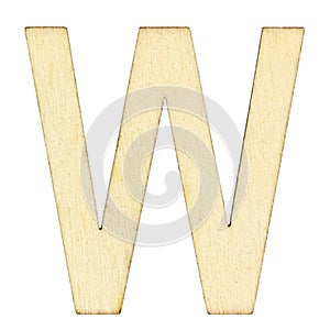 Letter W of wood with wooden texture
