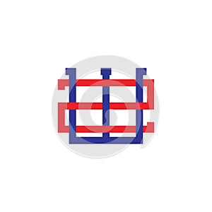 Letter w2 linked geometric line logo vector