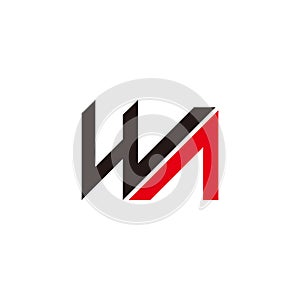 Letter wa simple geometric line colorful design logo vector