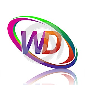 letter WD logotype design for company name colorful swoosh. vector logo for business and company identity