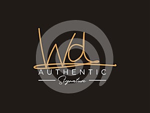 Letter WD Signature Logo Template Vector