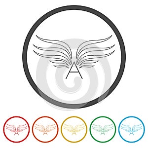 A Letter Wings Logo Design Icon, color set