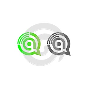 Letter A Wireless Internet in the chat bubble logo