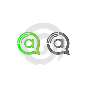 Letter A Wireless Internet in the chat bubble logo