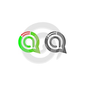 Letter A Wireless Internet in the chat bubble logo