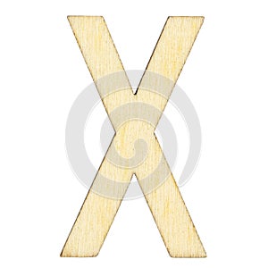 Letter X of wood with wooden texture