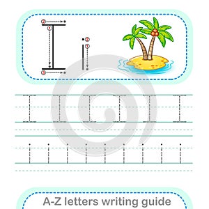 Letter Writing Guide. Worksheet Tracing letters I. Uppercase and lowercase letter English alphabet photo