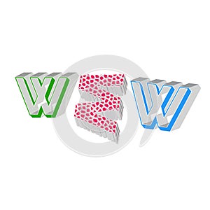 Letter WWW colorful 3D abstract background white