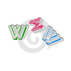 Letter WWW colorful 3D abstract background white