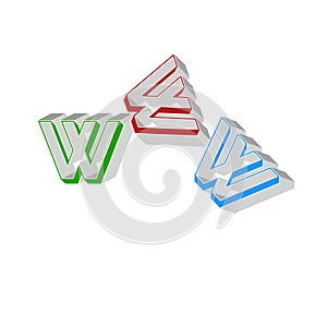 Letter WWW colorful 3D abstract background white