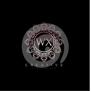 Letter WX Elegant initial logo Lotus vector