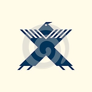 Creative sports style Letter X Logo Design with Eagle Birth Head photo