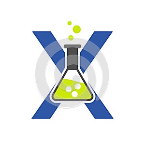 Letter X Lab Logo Concept for Science, Healthcare, Medical, Laboratory, Chemical and Nature Symbol