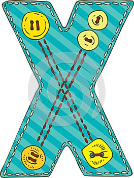 Letter X in Patchwork Style