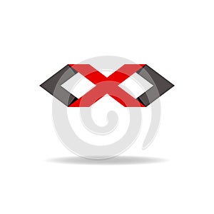 Letter X or red and black Infinity sign, template of modern logo