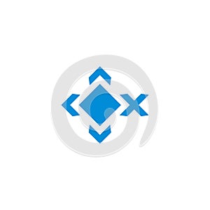 Letter x square frame geometric symbol logo vector