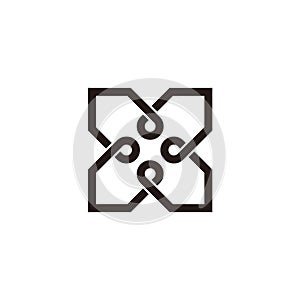 Letter x square infinity line design logo vector