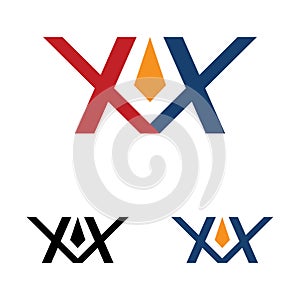 letter XX twin logo template