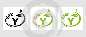 Letter Y Agriculture Logo. Agribusiness, Eco-farm Design Template