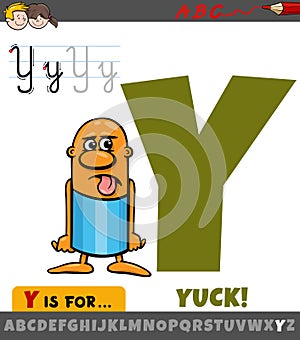 letter Y from alphabet with cartoon illustration of yuck phrase