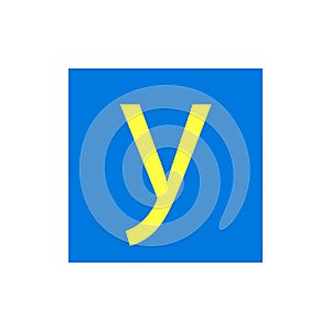 Letter Y in blue color box