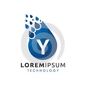 Letter Y Drop Water Logo Vector.