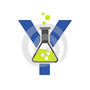 Letter Y Lab Logo Concept for Science, Healthcare, Medical, Laboratory, Chemical and Nature Symbol