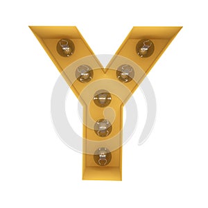 Letter Y light sign yellow vintage. 3D rendering