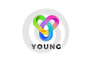 Letter Y Logo Design Loop Infinite vector template Colorful Ribbon Linear style. Monogram Logotype Looped Infinity shape concept