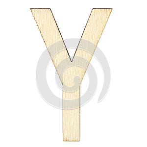 Letter Y of wood with wooden texture