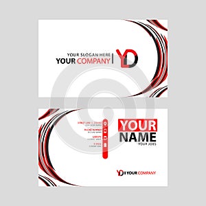 Letter YD logo in black which is included in a name card or simple business card with a horizontal template.
