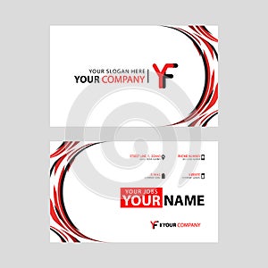 Letter YF logo in black which is included in a name card or simple business card with a horizontal template.