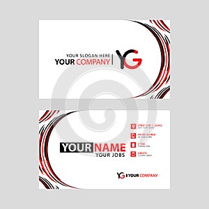 Letter YG logo in black which is included in a name card or simple business card with a horizontal template.