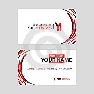 Letter YI logo in black which is included in a name card or simple business card with a horizontal template.