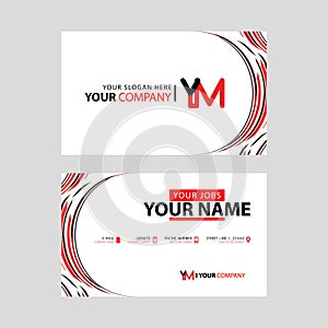 Letter YM logo in black which is included in a name card or simple business card with a horizontal template.