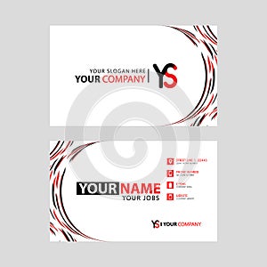 Letter YS logo in black which is included in a name card or simple business card with a horizontal template.