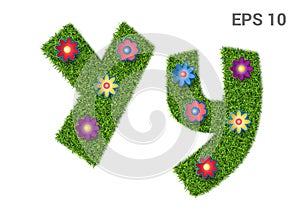 Letter Yy with a texture of grass and flowers