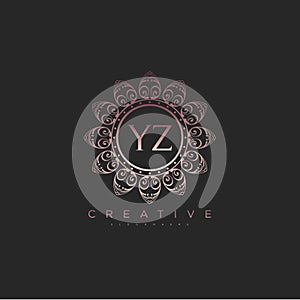 Letter YZ Elegant initial logo Lotus vector