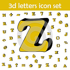 Letter z, alphabet, 3d icon. 3D words, letters icons universal set for web and mobile