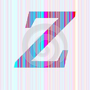 Letter Z of the alphabet made with stripes with colors purple, pink, blue, yellow